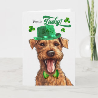 Ierse Terrier Hond Voelt Zich Gelukkig St. Patrick Feestdagen Kaart