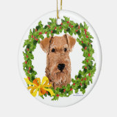 Ierse Terrier Hulstkrans Keramisch Ornament (Links)