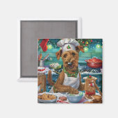 Ierse Terrier Kerstbakfeest: Feestelijke Kerstmis Magneet (Voorkant / Achterkant)