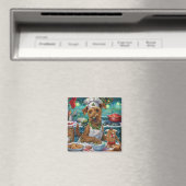 Ierse Terrier Kerstbakfeest: Feestelijke Kerstmis Magneet (Insitu (Vaatwasser))