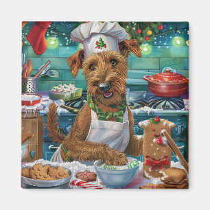 Ierse Terrier Kerstbakfeest: Feestelijke Kerstmis Magneet