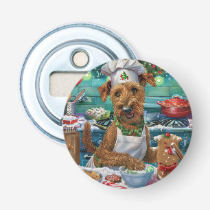 Ierse Terrier Kerstbakken: Feestelijke Kerst Button Flesopener