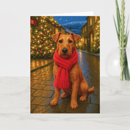 Ierse Terriër Kerstkaart Feestdagen Kaart (Voorkant)