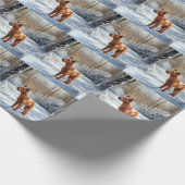 Ierse Terrier Laat het Sneeuwen Kerstmis Cadeaupapier (Hoek)