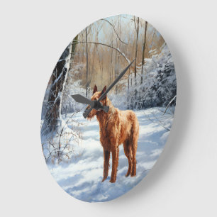 Ierse Terrier Laat het Sneeuwen Kerstmis Grote Klok