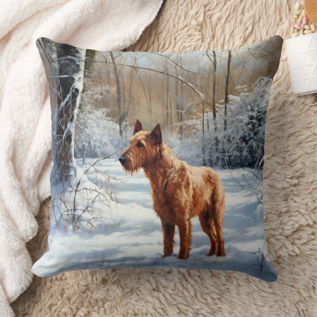 Ierse Terrier Laat het Sneeuwen Kerstmis Kussen (Deken)
