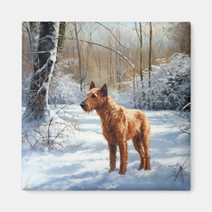 Ierse Terrier Laat het Sneeuwen Kerstmis Magneet