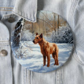 Ierse Terrier Laat het Sneeuwen Kerstmis Ronde Button 6,0 Cm (In situ)