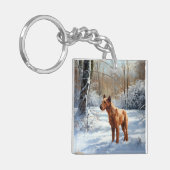 Ierse Terrier Laat het Sneeuwen Kerstmis Sleutelhanger (Voorkant Links)