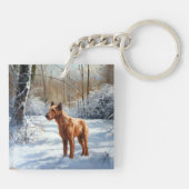Ierse Terrier Laat het Sneeuwen Kerstmis Sleutelhanger (Achterkant)