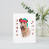 Ierse Terrier Santa Paws Feestdagenkaart (Staand voorkant)