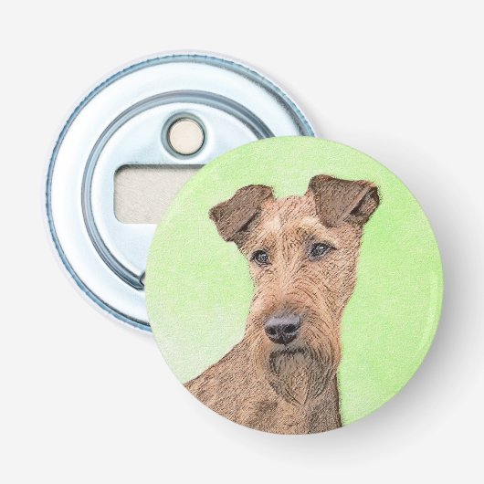 Ierse Terrier Schilderij - Mooie Originele Hond Ku Button Flesopener (Voorkant)