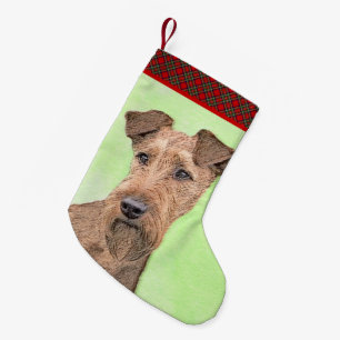 Ierse Terrier Schilderij - Mooie Originele Honden Kleine Kerstsok