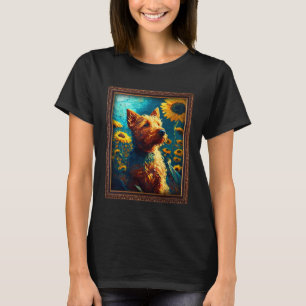 Ierse Terrier schilderij Zonnebloem Bloem Moeder V T-shirt