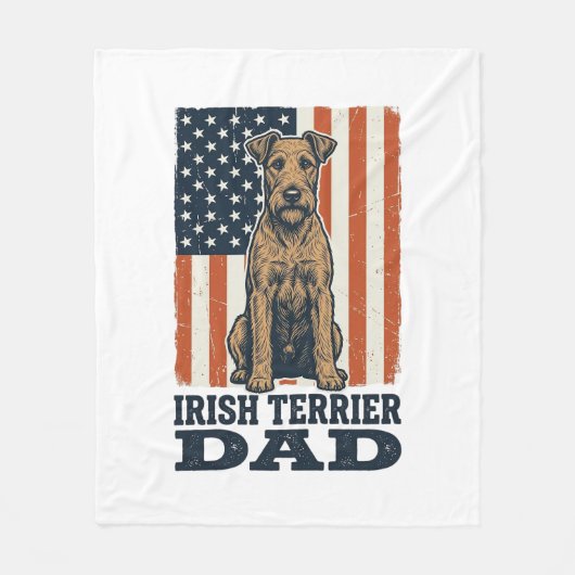 Ierse Terrier Vader Patriottisch Vintage Fleece Deken (Voorkant)