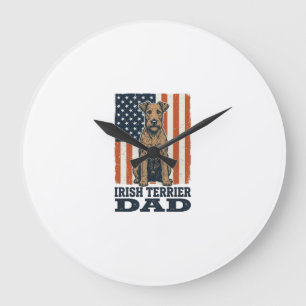 Ierse Terriër Vader Patriottisch Vintage Grote Klok