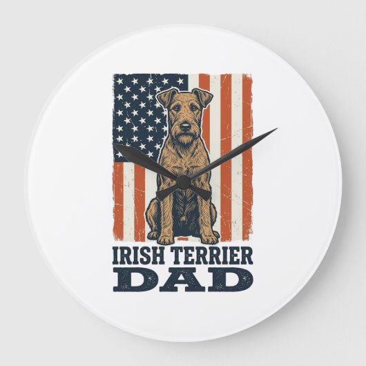 Ierse Terrier Vader Patriottisch Vintage Grote Klok (Voorkant)