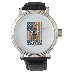Ierse Terrier Vader Patriottisch Vintage Horloge