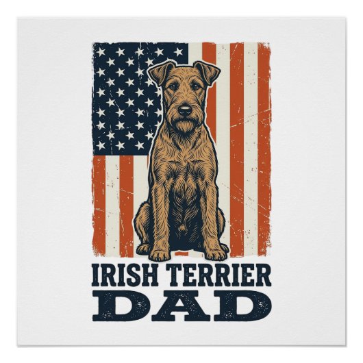 Ierse Terrier Vader Patriottisch Vintage Perfect Poster (Voorkant)