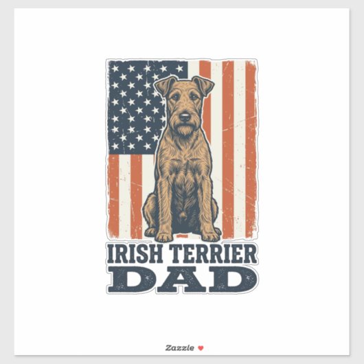 Ierse Terrier Vader Patriottisch Vintage Sticker (Vel)