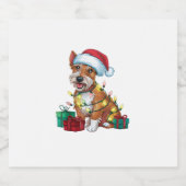 Ierse Terriër Xmas Lights Santa Irish Terrier Dog Sparkling Wijnetiket (Enkel label)