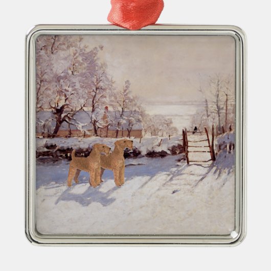 Ierse Terriers in de winter Metalen Ornament (Voorkant)