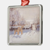 Ierse Terriers in de winter Metalen Ornament (Links)