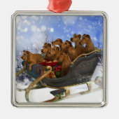 Ierse Terriers Sleigh Ride Metalen Ornament (Voorkant)