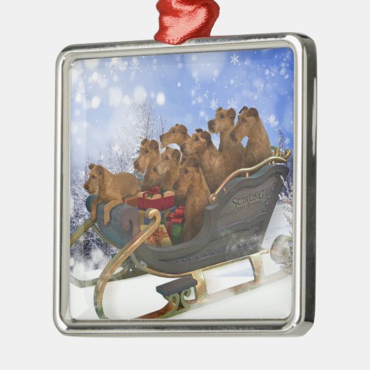 Ierse Terriers Sleigh Ride Metalen Ornament (Links)