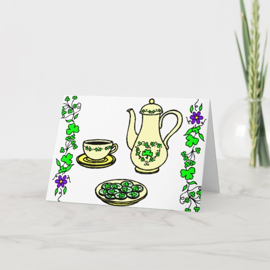 Ierse Theeset St. Patrick's Day Wenskaart Kaart (Voorkant)