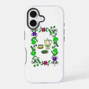 Ierse Theeset Thema St. Patrick's Day iPhone 16 Hoesje