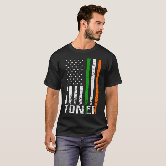 Ierse TONER Family American Flag Ierland vlag T-shirt (Voorkant volledig)