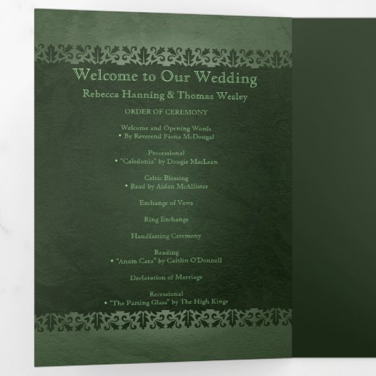 Ierse traditionele foto Keltische kruis bruiloft Drieluik Programma (Binnenzijde eerst)
