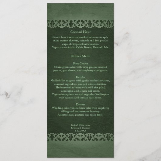 Ierse Traditionele Keltische Cross Bruiloft Menu (Achterkant)