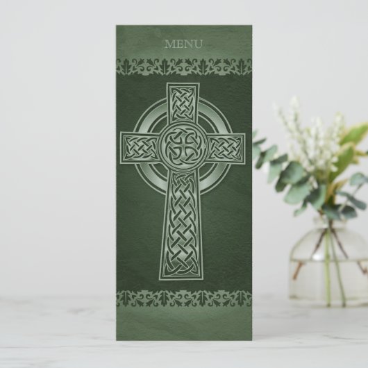 Ierse Traditionele Keltische Cross Bruiloft Menu (Staand voorkant)