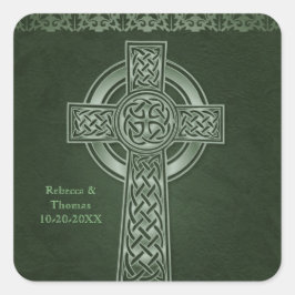 Ierse Traditionele Keltische Cross Bruiloft Vierkante Sticker