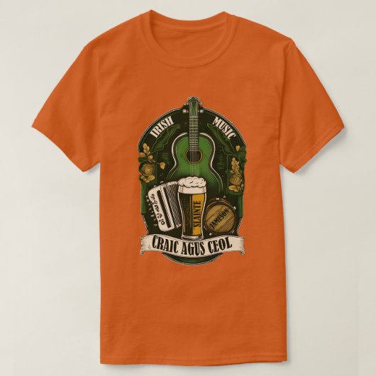 Ierse traditionele muziek Craic agus Ceol T-shirt (Design voorkant)
