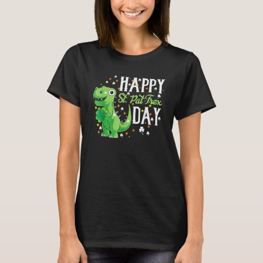 Ierse Trex Dino St. Patrick's Day Shirt Kinderen P (Voorkant)