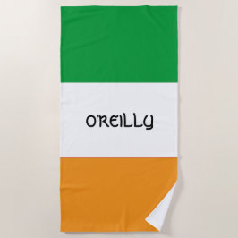 Ierse Tricolor Vlag van Ierland met naam Strandlaken