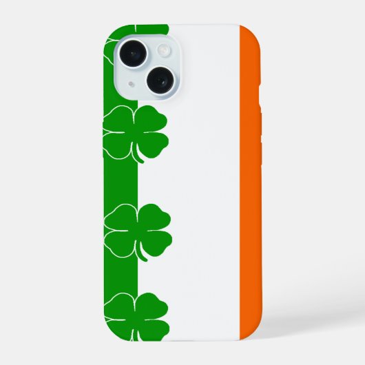 [Ierse trots] Shamrock-vlag iPhone 15 Hoesje (Achterkant)