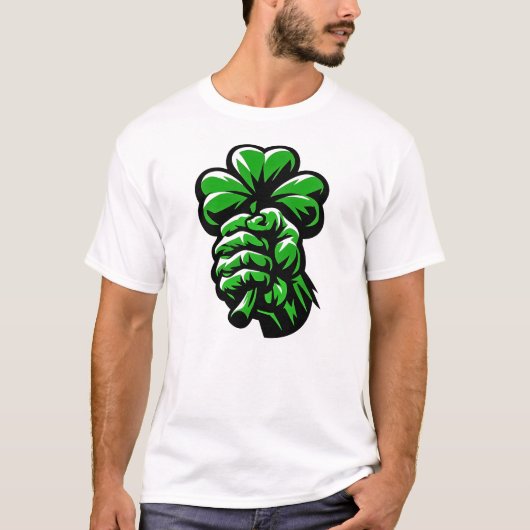 Ierse trots Shamrock Vuist St Patricks Tshirt (Voorkant)