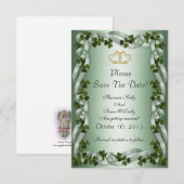 Ierse trouwdatum shamrocks en linten save the date (Voorkant / Achterkant)