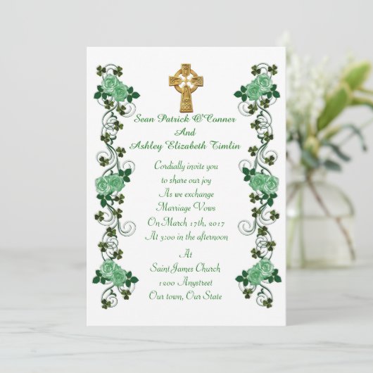 Ierse trouwkaart Keltisch kruis Kaart (Staand voorkant)