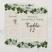 Ierse trouwtafel linnen elegant kaart (Voorkant / Achterkant)