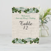 Ierse trouwtafel linnen elegant kaart (Staand voorkant)