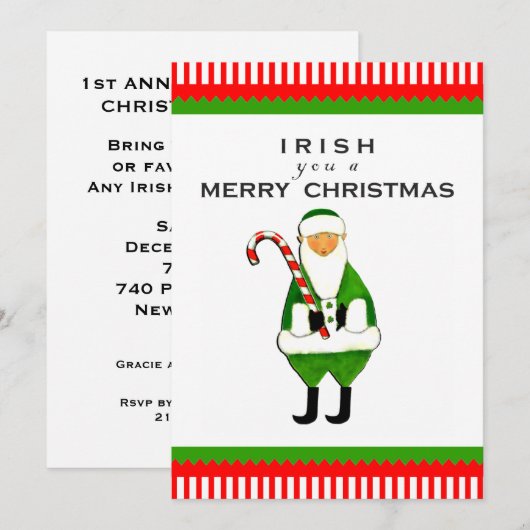 Ierse uitnodigingen voor kerstfeestjes (Voorkant / Achterkant)