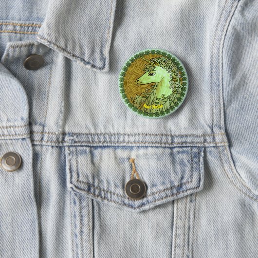 Ierse Unicorn pin Ronde Button 5,7 Cm (In situ)