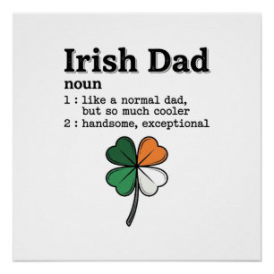 Ierse Vader Grappige Definitie Clover Vintage T-sh Perfect Poster