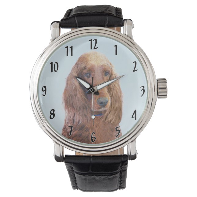 Ierse vereffeningskunst - Cute Original Dog Art Horloge (Voorkant)