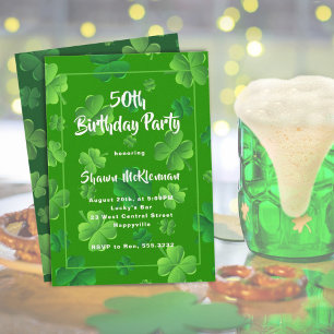 Ierse verjaardagsuitnodiging voor volwassenenfeest kaart